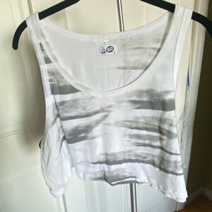 Cheap Monday White and Gray Sleeveless Crop Tank Top